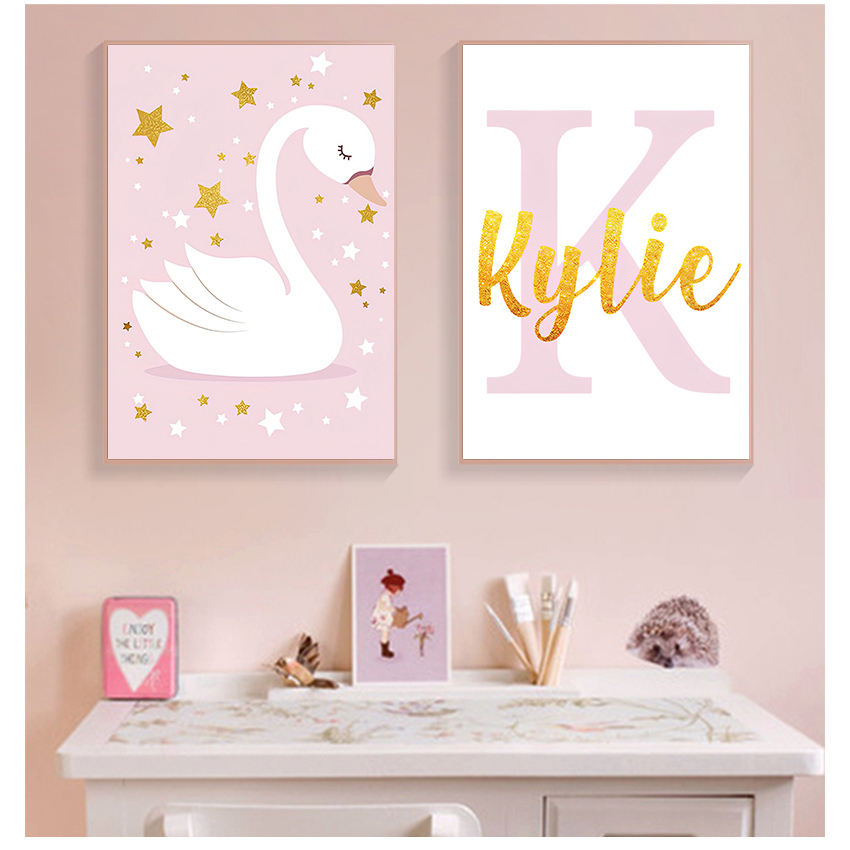Baby Nursery Pink - Wall Art Print Custom Name Posters