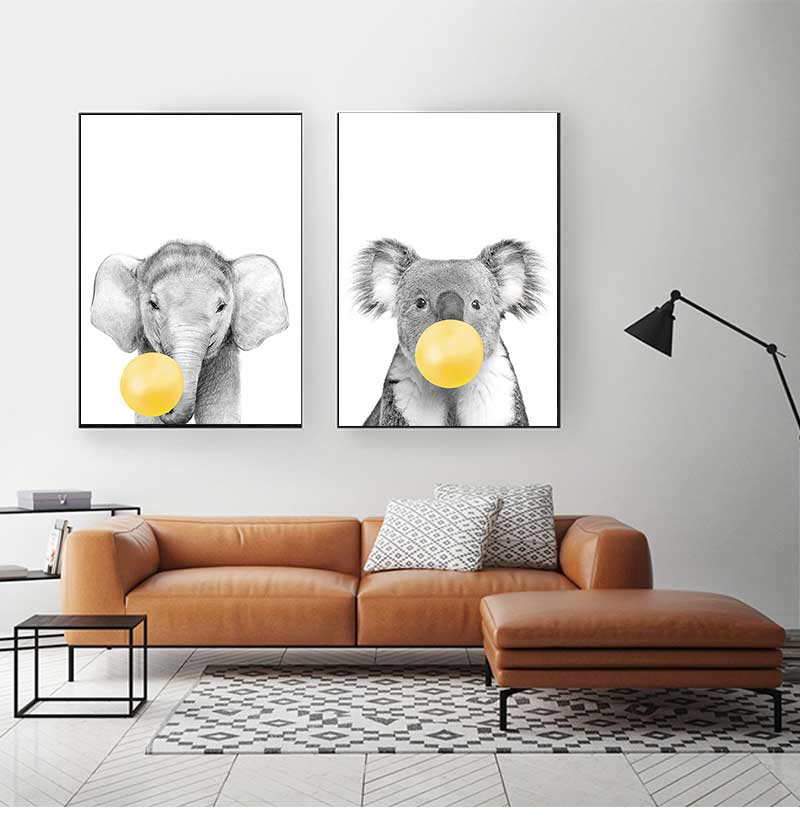 Baby Nursery Yellow Walls - 1pc frameless Canvas Painting Baby Nursery