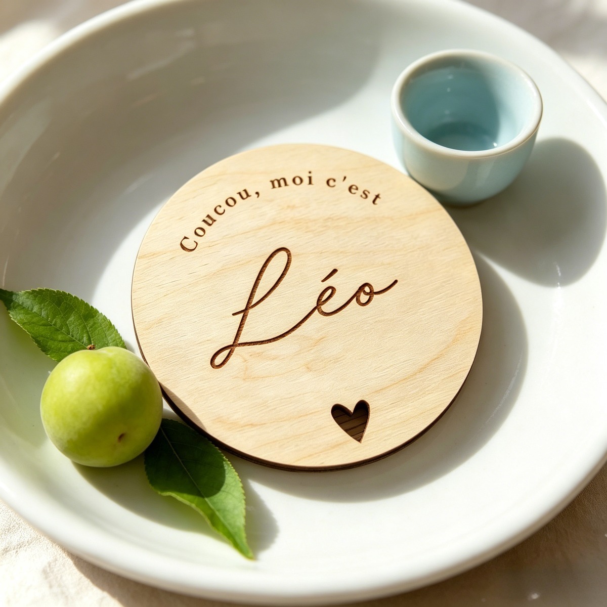 Baby Nursery Name Sign - Custom Round Wooden Name Plaque, Laser