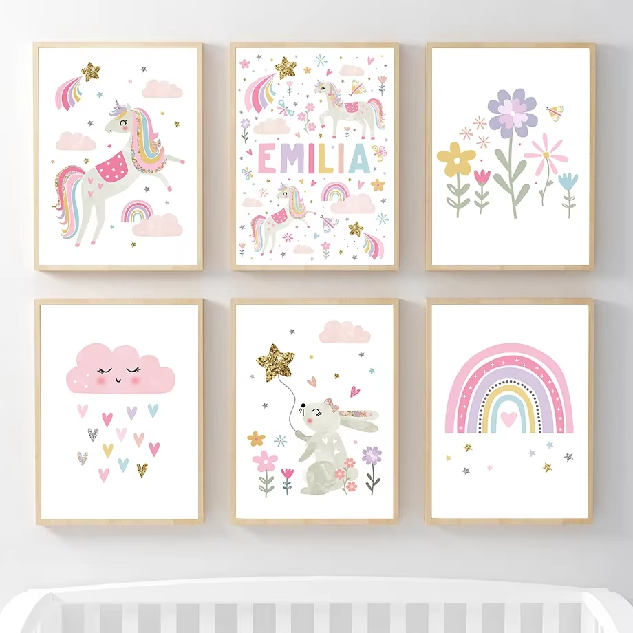 Pink Unicorn Rabbit Rainbow Cl - Baby Unicorn Nursery 评论和价格