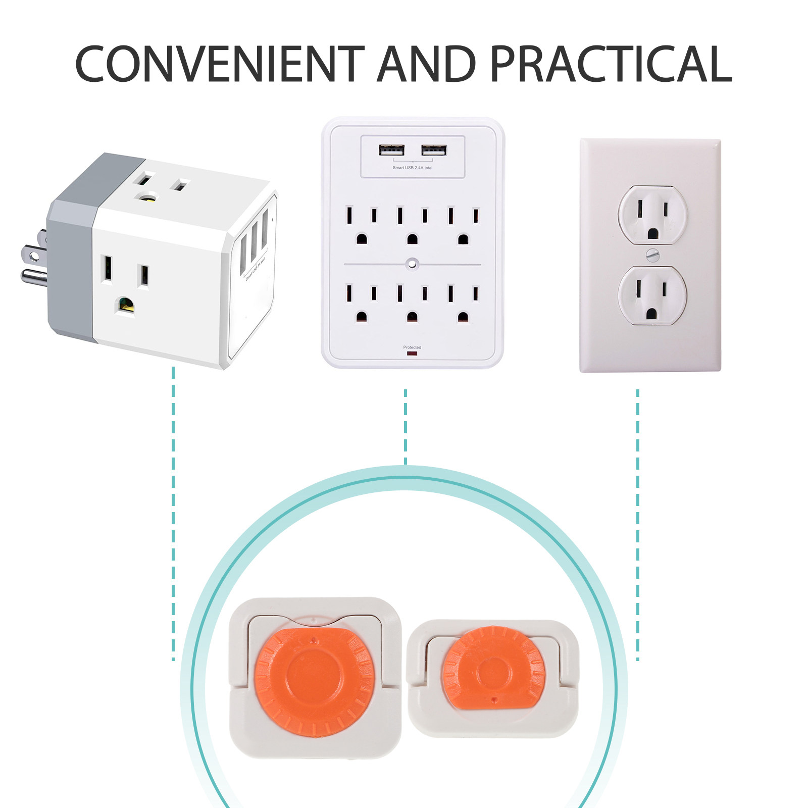 24Pcs Universal Fit Orange ABS - Outlet Cover Childproof 评论和价格
