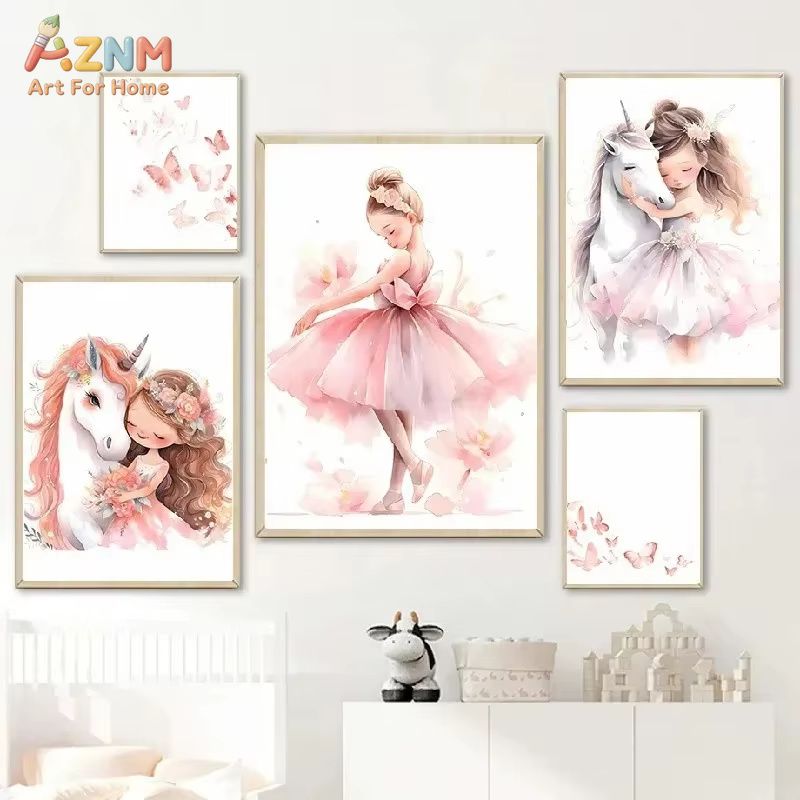 1PC,Pink Ballerina Girl Unicor - Baby Unicorn Nursery 评论和价格