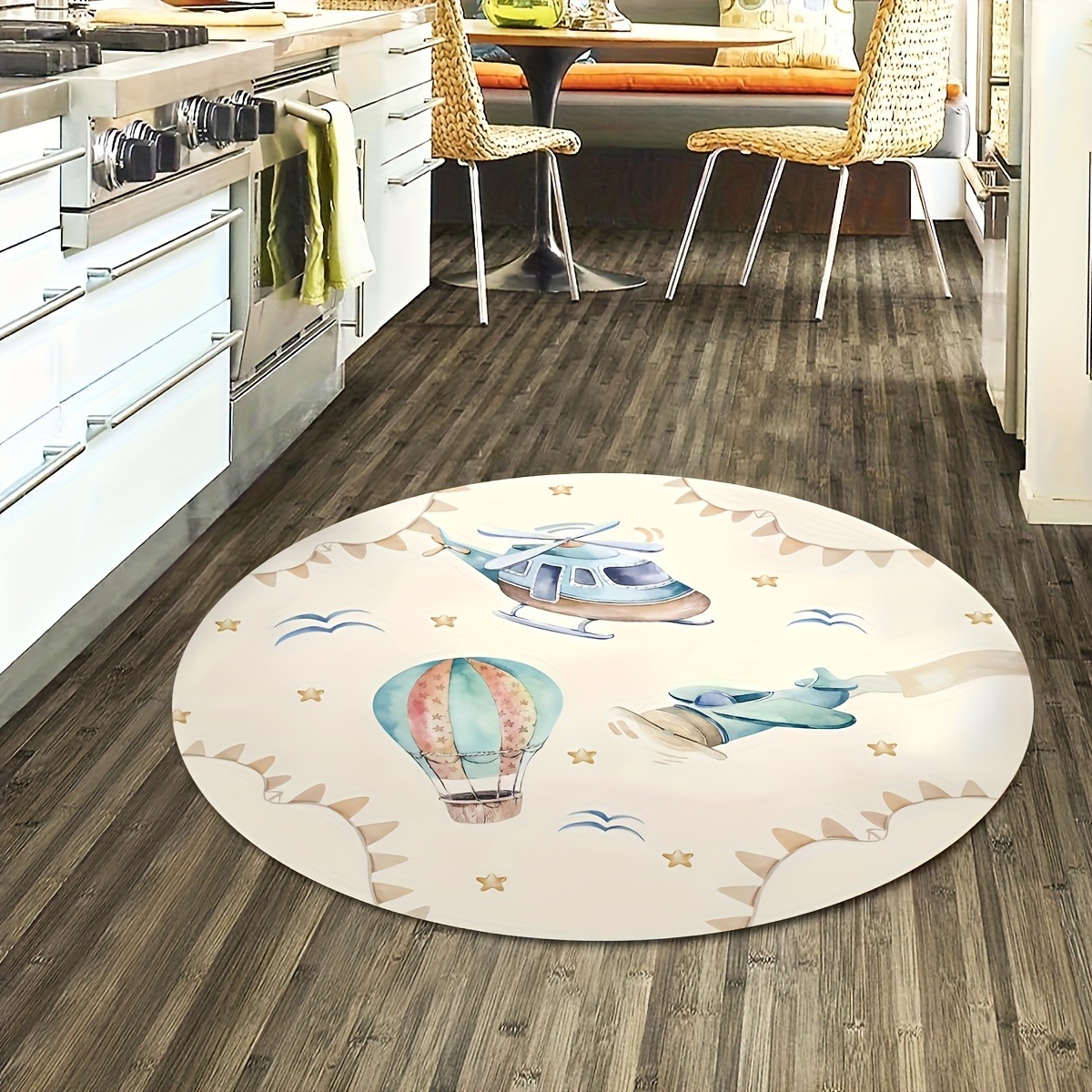 Whimsical Hot Air Balloon Airp - Baby Nursery Rug 评论和价格