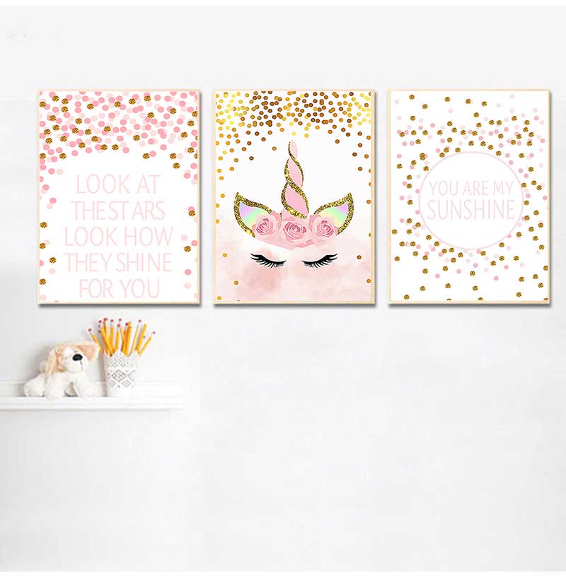 Decorative Picture Baby Girl B - Baby Unicorn Nursery 评论和价格