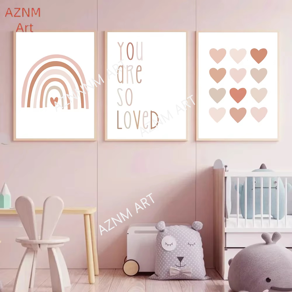 1/3PCS ，Cartoon Heart Rainbow  - Baby Nursery Pink 评论和价格