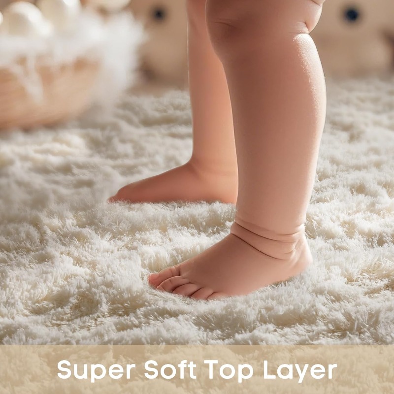 Round Cream White Rug Soft Flu - Baby Nursery Rug 评论和价格