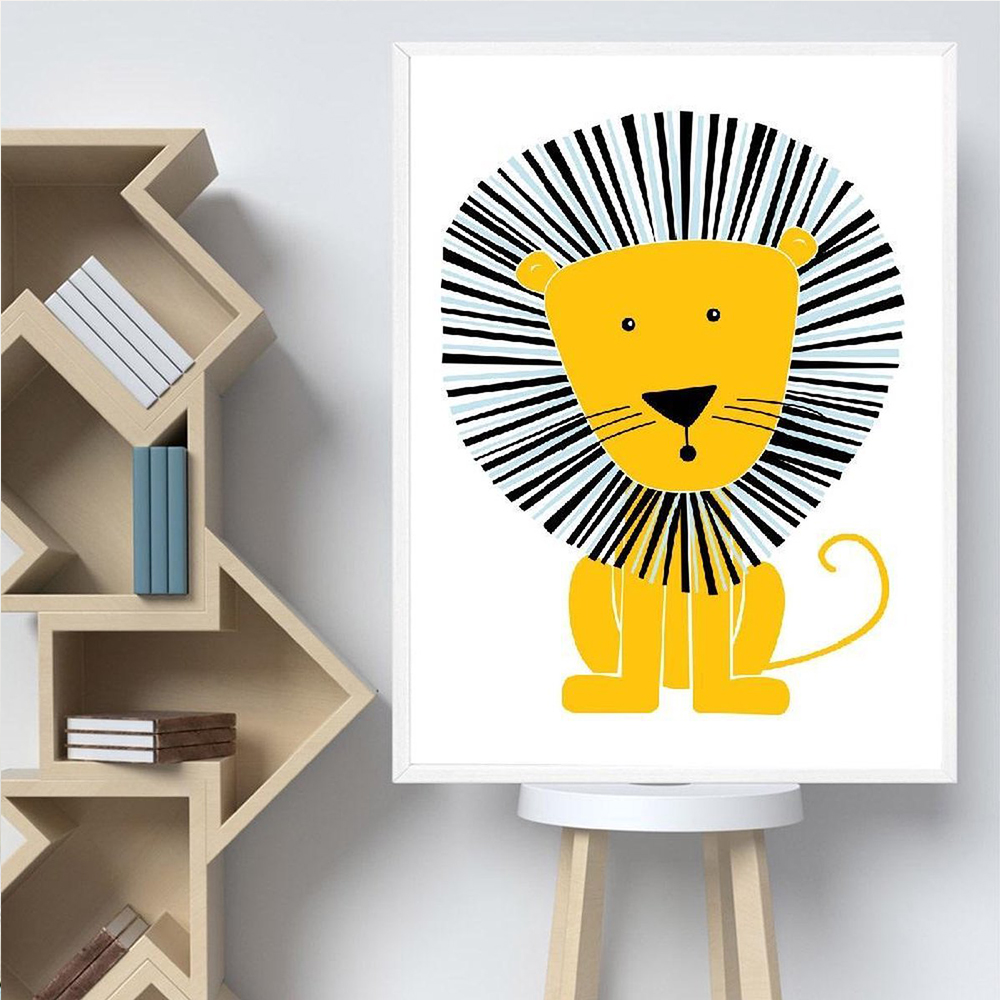 Cartoon Animal Posters Yellow  - Baby Nursery Yellow Walls 评论和价格