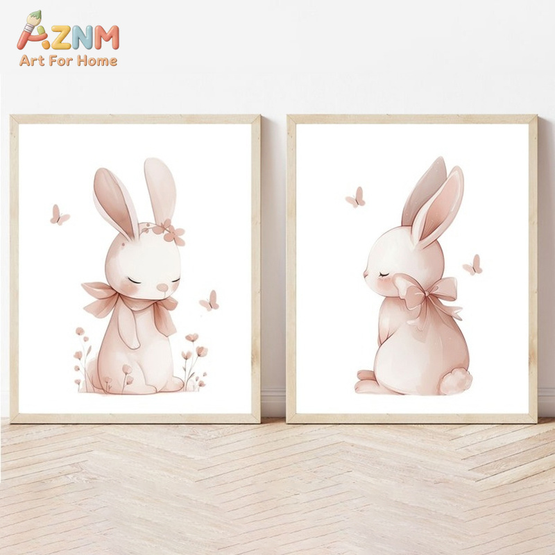AZNM Soft Pink Watercolor Bunn - Baby Nursery Pink 评论和价格