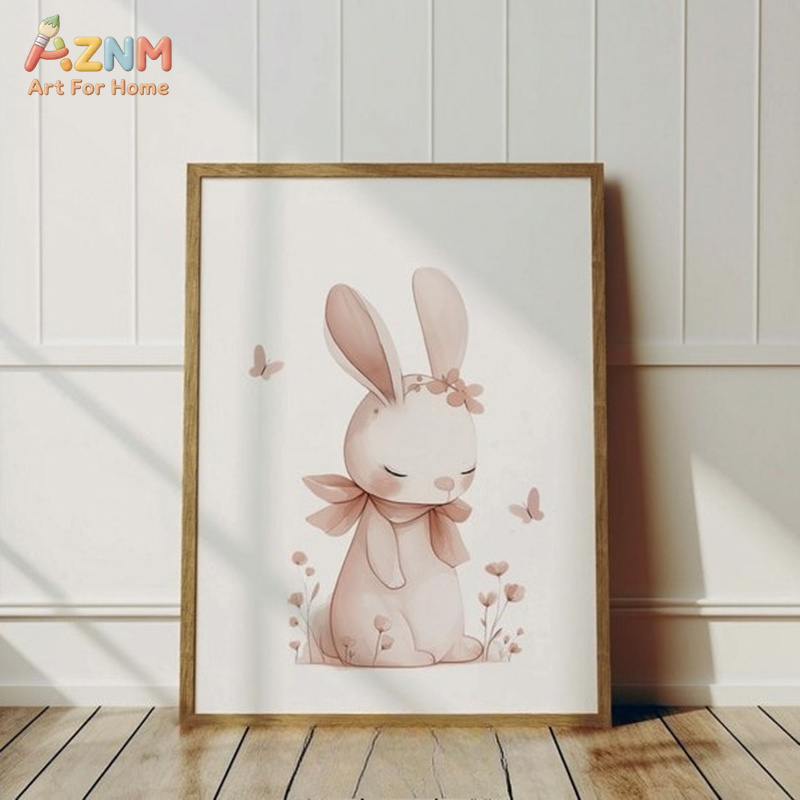 AZNM Soft Pink Watercolor Bunn - Baby Nursery Pink 评论和价格