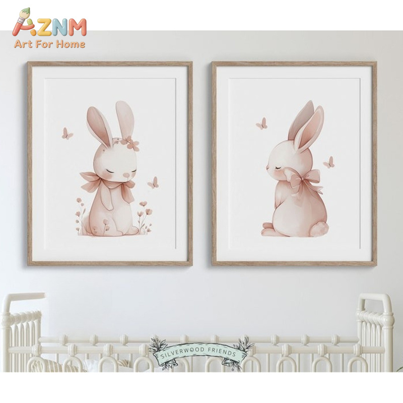AZNM Soft Pink Watercolor Bunn - Baby Nursery Pink 评论和价格