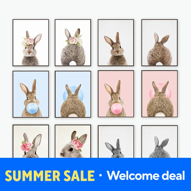 2026 Rabbit Bubble Gum Art Pos - Baby Nursery Pink 评论和价格
