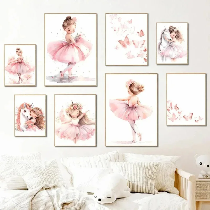 Pink Ballerina Girl Unicorn Bu - Baby Unicorn Nursery 评论和价格