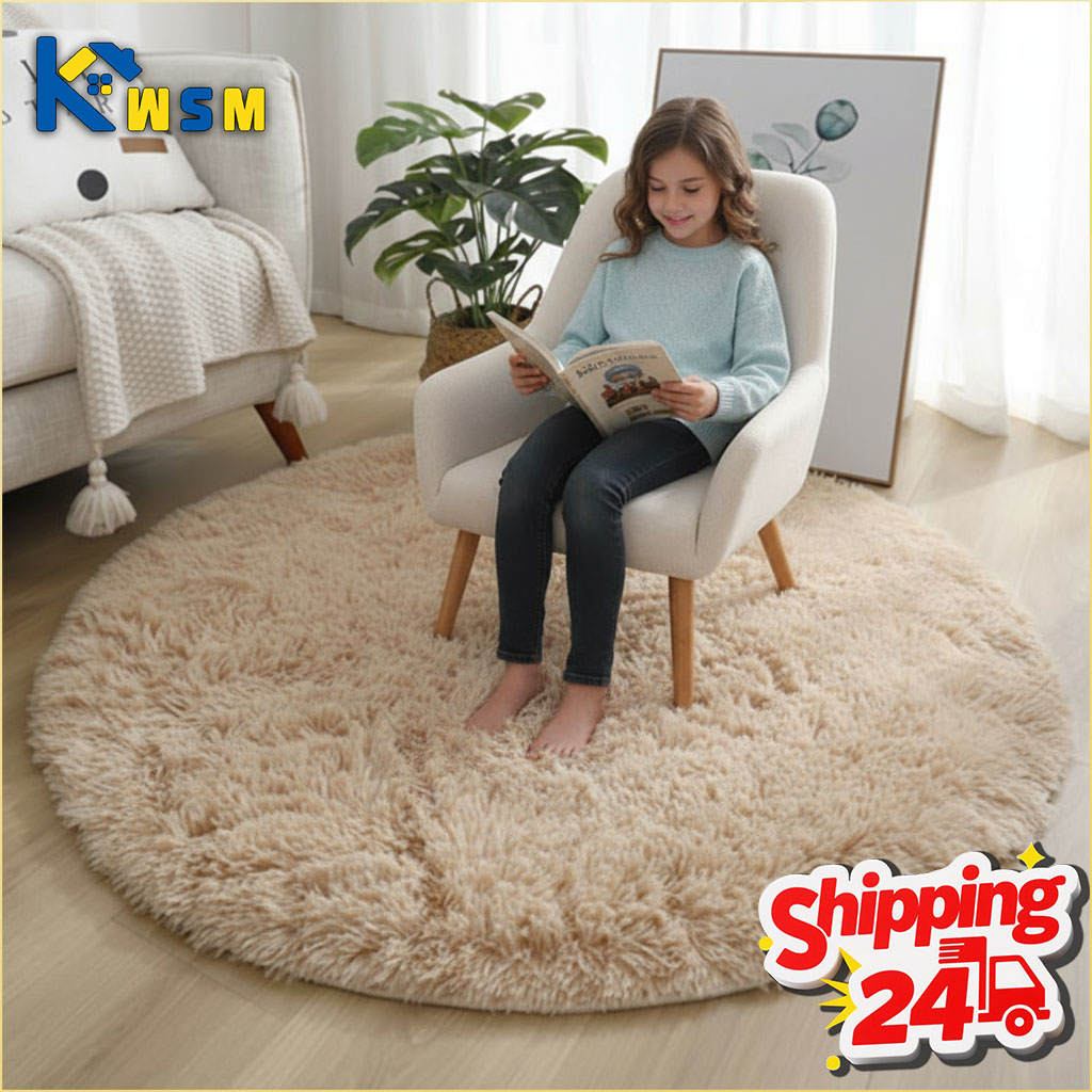 Super Soft Fluffy Round Rug Pl - Baby Nursery Rug 评论和价格
