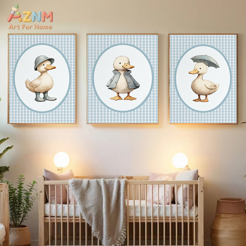 AZNM Cute Duck Canvas Wall Art - Baby Nursery Yellow Walls 评论和价格