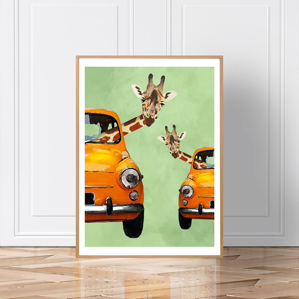 Giraffes In Yellow Cars Cartoo - Baby Nursery Yellow Walls 评论和价格