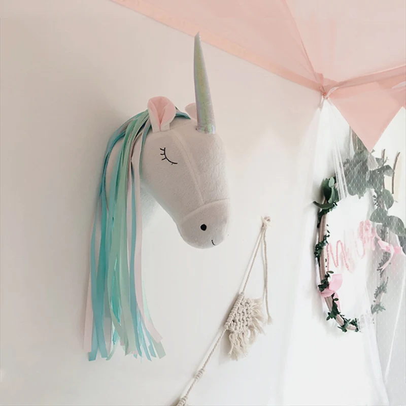 Unicorn Plush Animal Head Wall - Baby Unicorn Nursery 评论和价格