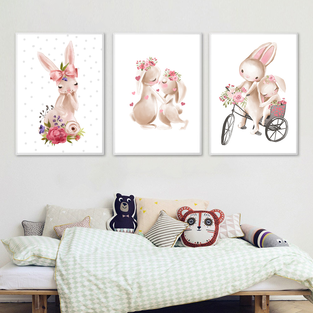 Rabbit animal print, pink flow - Baby Nursery Pink 评论和价格