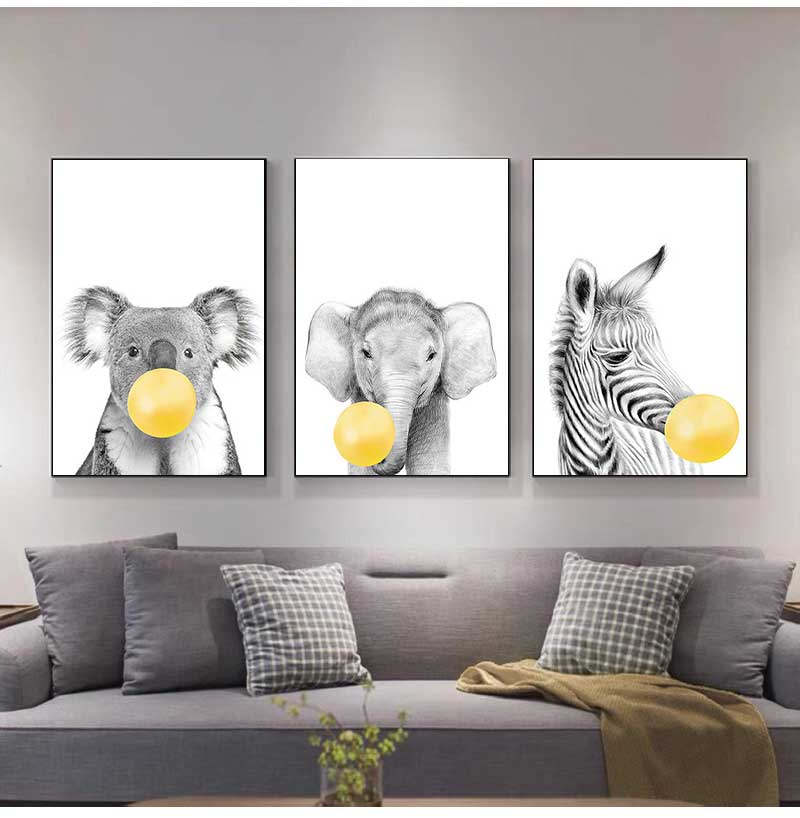 1pc frameless Canvas Painting  - Baby Nursery Yellow Walls 评论和价格