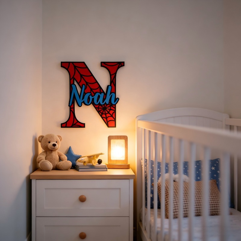 Personalized Spider‑Web Name H - Baby Nursery Name Sign 评论和价格