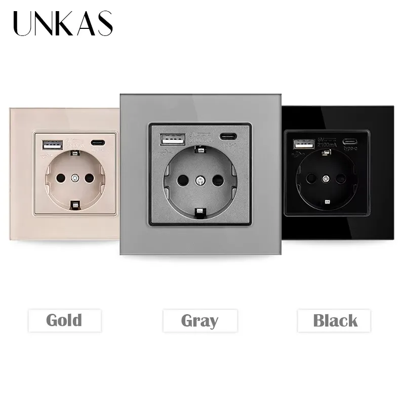 UNKAS Type-C USB Tempered Glas - Outlet Cover Childproof 评论和价格
