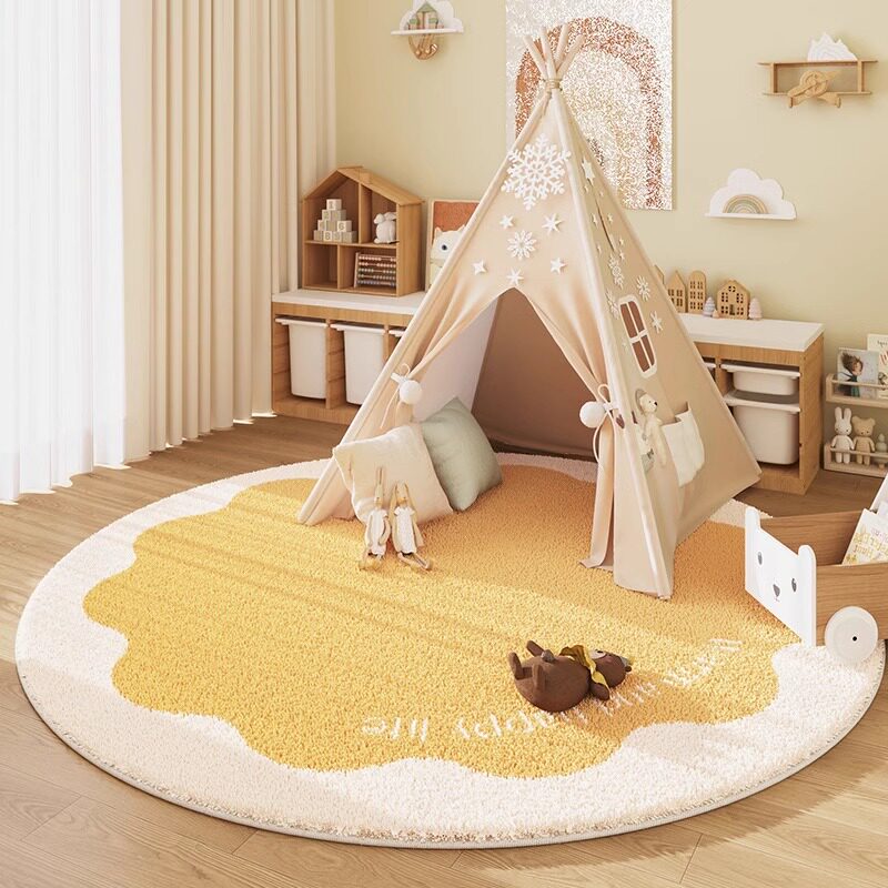 VIKAMA Cashmere-Look Round Rug - Baby Nursery Rug 评论和价格
