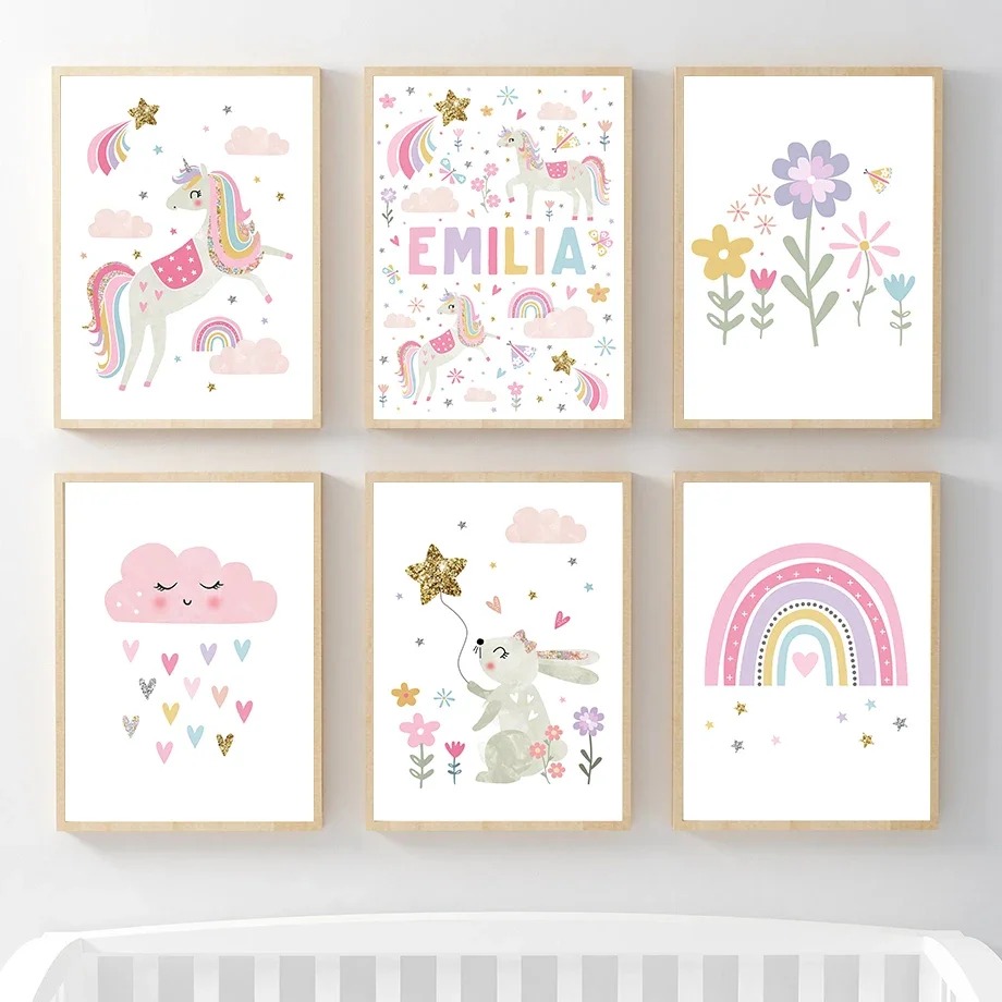 Rainbow Cloud Flower Nursery P - Baby Unicorn Nursery 评论和价格